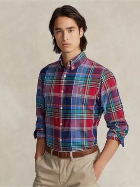 Polo Ralph Lauren Classic Fit Multicolor Plaid Button-Down Oxford Shirt, sz XL